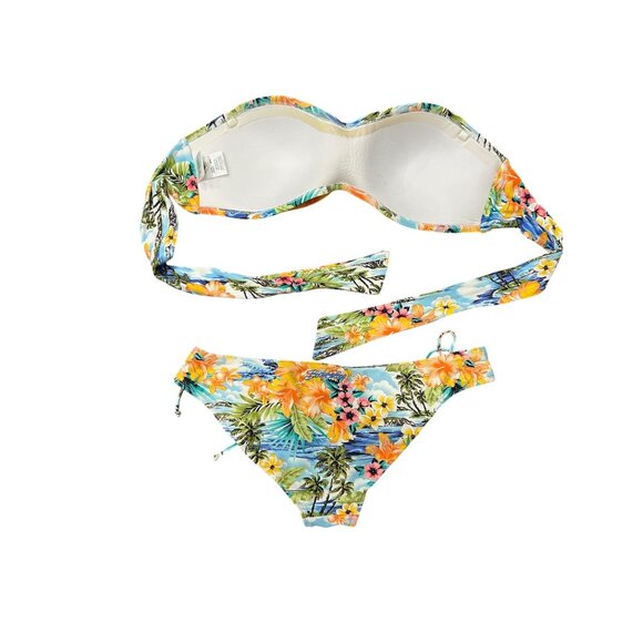 Body Glove Floral Gingham Reversible Bikini Tropical Print Swimwear Sz Medium - Picture 2 of 10